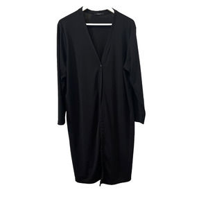 Womens Jonden Long Open Front Tunic Topper-Black Long Sleeve Lightweight